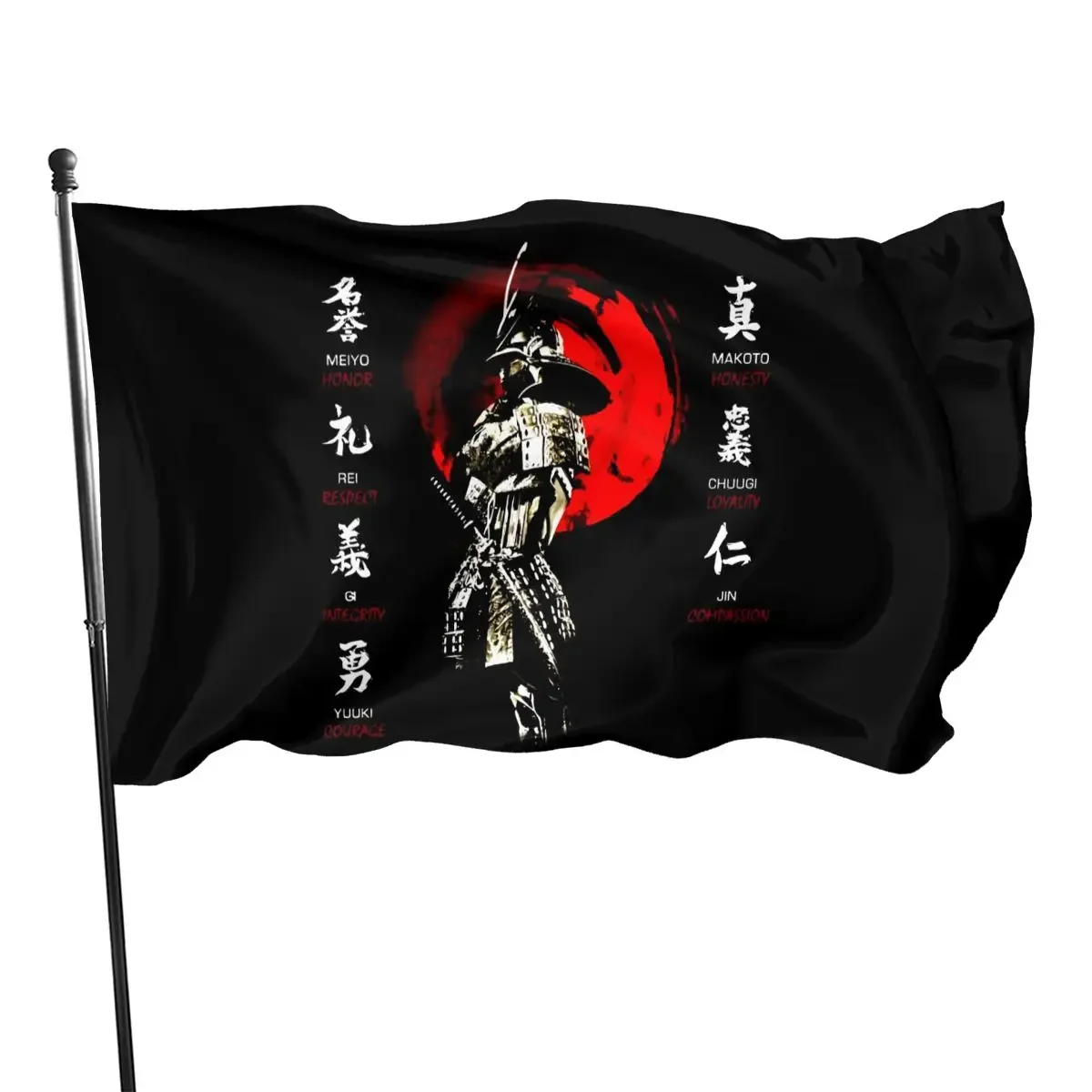 Bushido Code Virtues Samurai Sword Japanese Ronin Katana Summer Style Holiday Pattern More Colors Flag