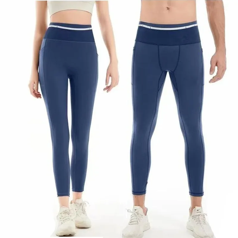 Pantalones deportivos de compresión para correr para hombre y mujer, pantalones largos deportivos de secado rápido, riñonera para teléfono móvil, seis bolsillos, Fitness para maratón