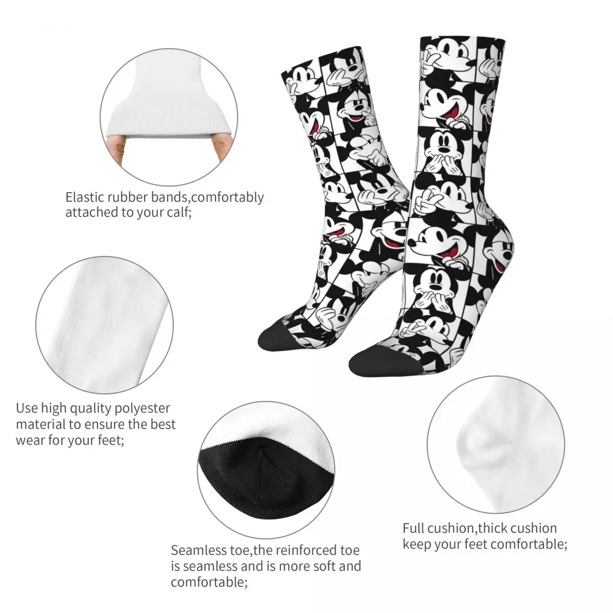 Mickey Mouse Socks Funny Stockings Autumn Non Slip Adults Men Socks Breathable Design Climbing Socks