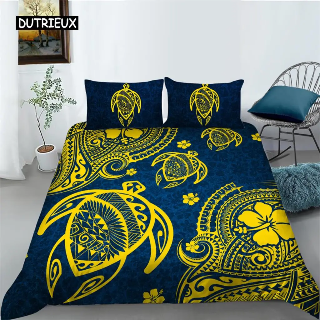 Duvet Cover Texture Sea Turtle Set Bohemian Style Ocean Animal Bedding Set Microfiber Comforter Cover Premium Bedroom Decor