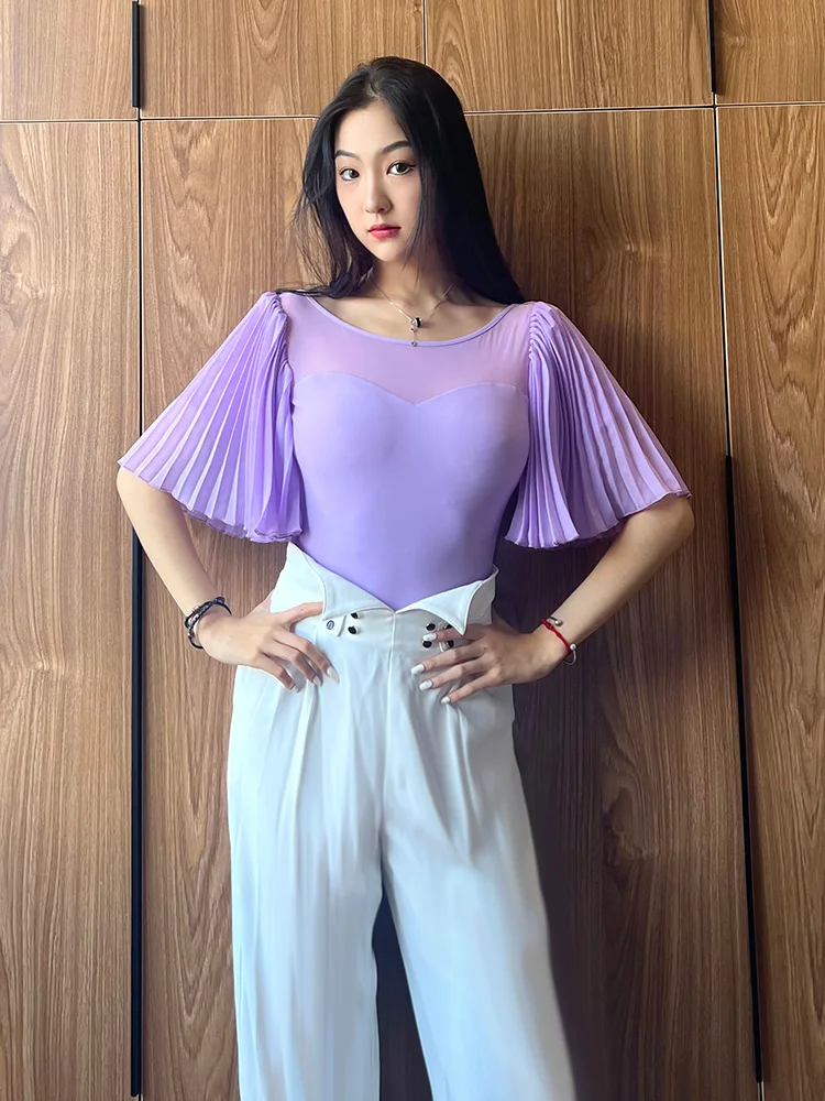 

Modern Dance Suit Women's New Summer Purple Dance Costume Jumpsuit Performance Clothes ort Sve Waltz Tango Quistep