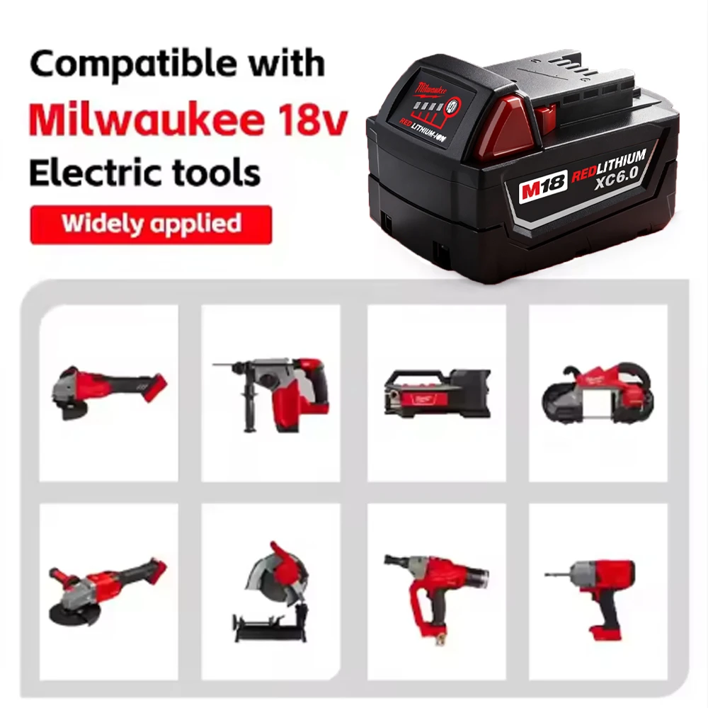

Milwaukee M18 6.0Ah Lithium Battery Original Tool Charger Compatible with M18B6 Models 48-11-1860 48-11-1850 48-11-1840