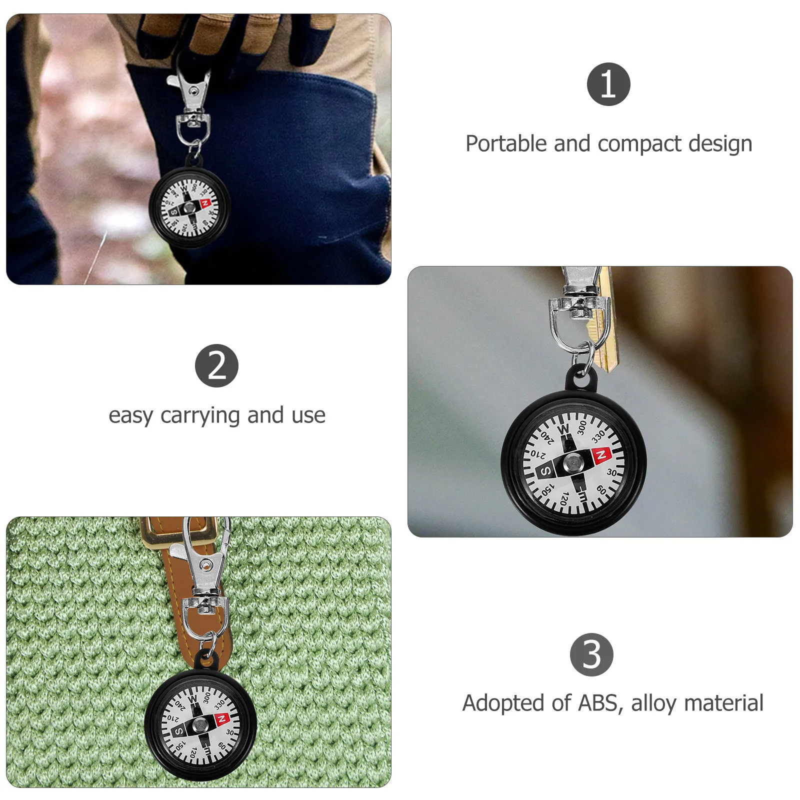 

2 Pcs Compass Keychain Hiking Mini Small Watch Portable Alloy Backpacking for Anti-fog