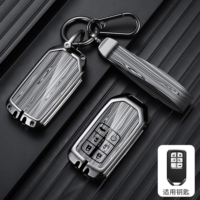 

Alloy Leather Remote Key Fob Case Cover For Honda Accord Civic CRV HRV CRZ Fit 2/3/4/5/6 Buttons