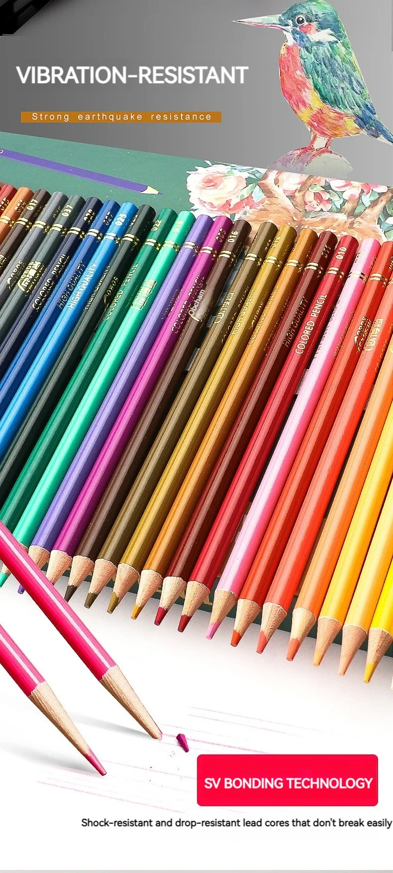 48-200 Farben Professionelle Farbige Ölstifte Aquarell-Zeichenstifte Set mit Aufbewahrungstasche Kunstbedarf – Detail 11