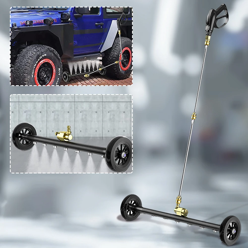 22 Inch Water Broom Under Car Chassis Floor Wash Extendable 3-Wand Underbody Cleaning Water Broom 1/4 Quick Connector 4000 PSI