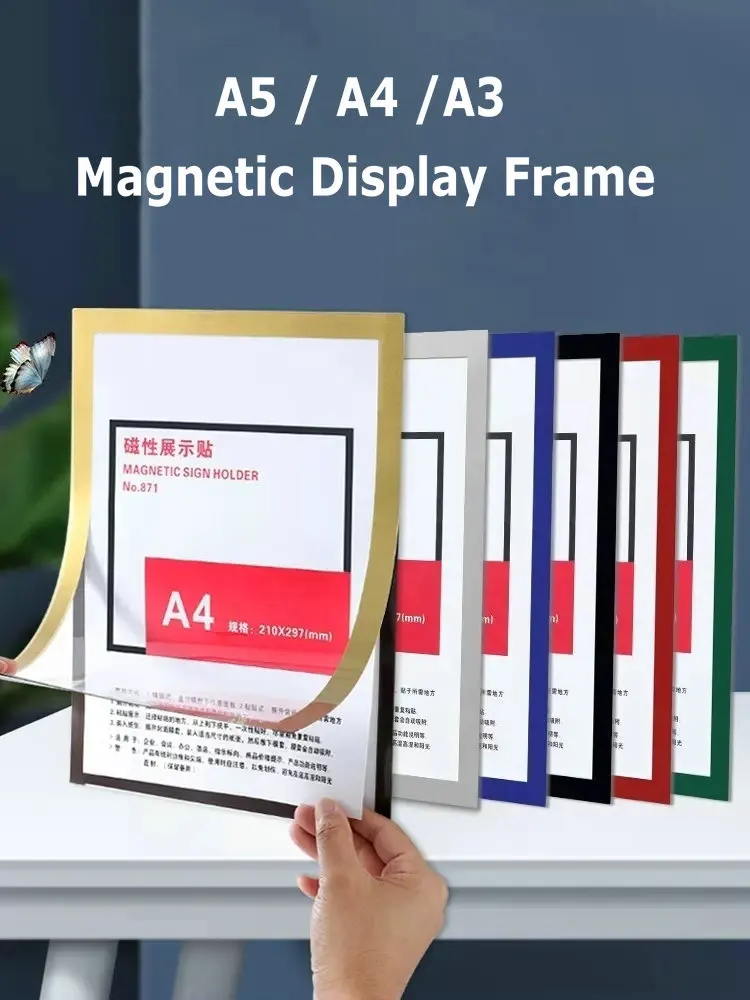 5PCS Magnetic Frame For Pictures Wall Decor A4 Picture Frame Advertisement Publicity Poster Frame A3 Adhesive PVC Plastic Frame