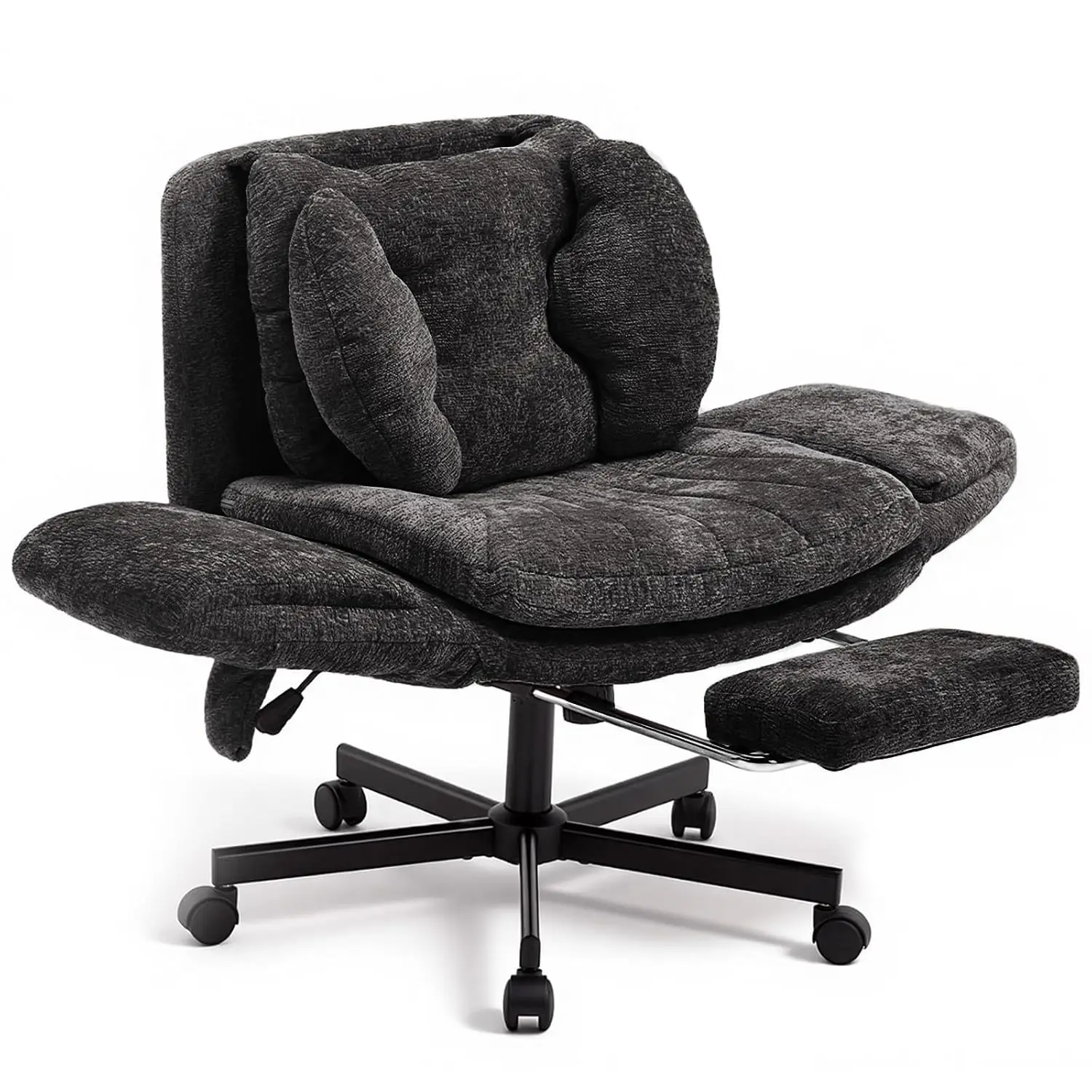 Criss Cross Office Chair with Footrest & 5-Gear Adjustable Arms, Black, Customized