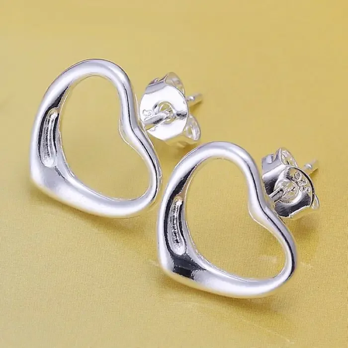 Wholesale hot lovely fashion high quality 925 Sterling Silver stud heart party Earring Jewelry women wedding  E099