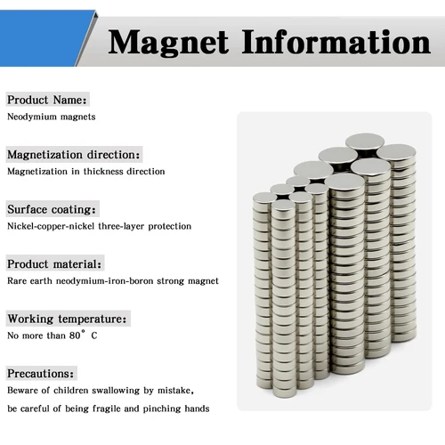 Imagen 2 del producto Imán redondo súper potente imán de neodimio NdfeB N35 imanes magnéticos permanentes fuertes imán de refrigerador 5x2 6x3 10x2 10x3mm