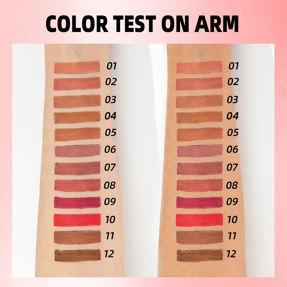 Conjunto de canetas delineadoras labiais QIBEST, 12 peças, de longa duração, à prova d'água, à prova de suor, fácil coloração, não desbota, renderização de cores, cosméticos