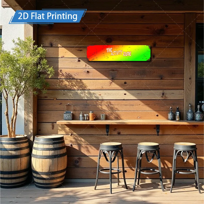 قطعة واحدة من لافتة معدنية، مقاس 4 × 16 بوصة "علامة باب الحظيرة الريفية: "منطقة النشاط" - فن الطباعة المسطحة النابضة بالحياة ثنائية الأبعاد" #4