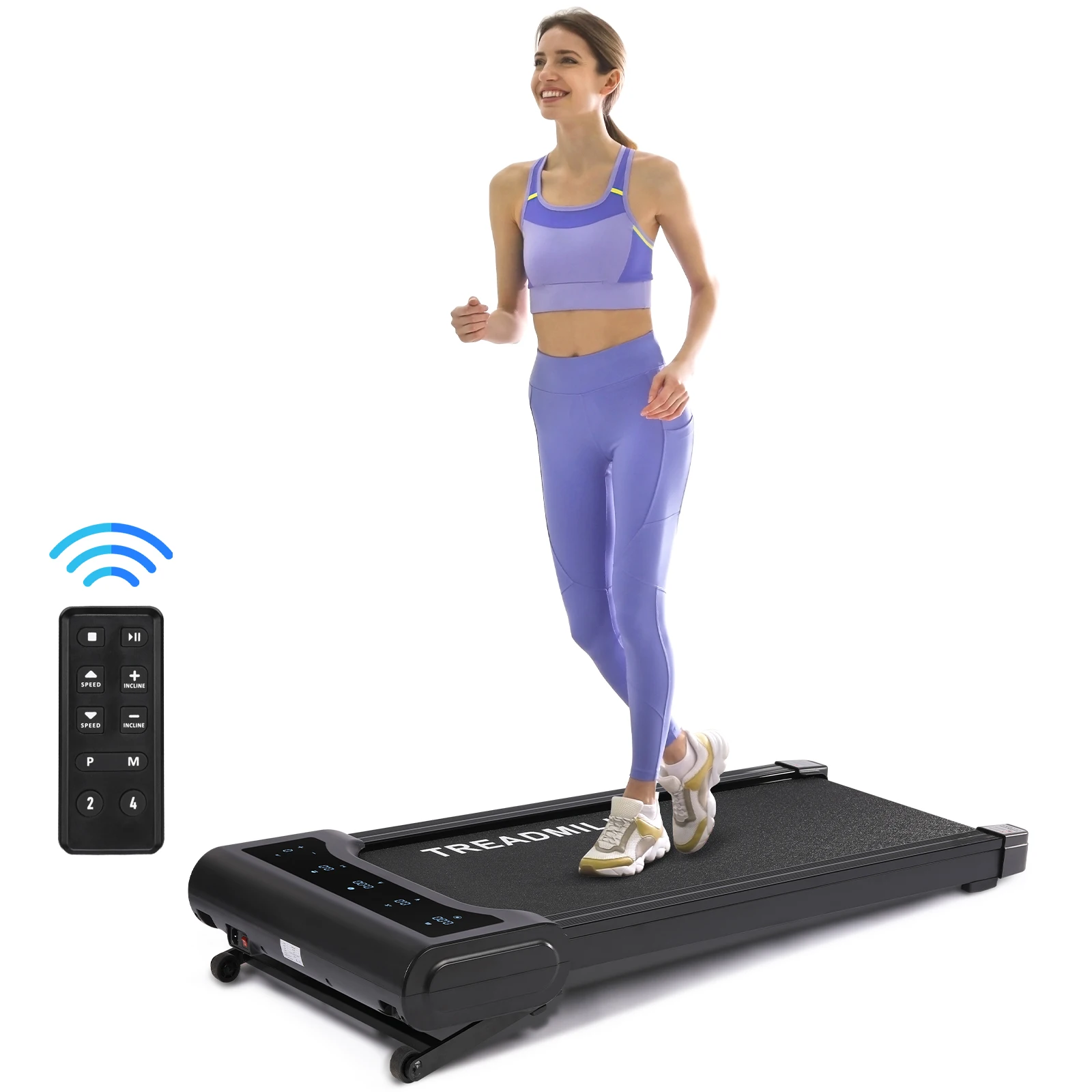 2-in-1 Portable Walking Pad with LED Display and Remote Control,0.5-4 MPH Under Desk Treadmill,2.5HP Quiet Motor,Anti-Slip Belt