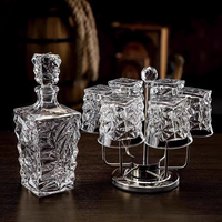 Gold-painted whiskey glass gift box set, crystal glass foreign wine cup, high-end wine bottle wine set, gift