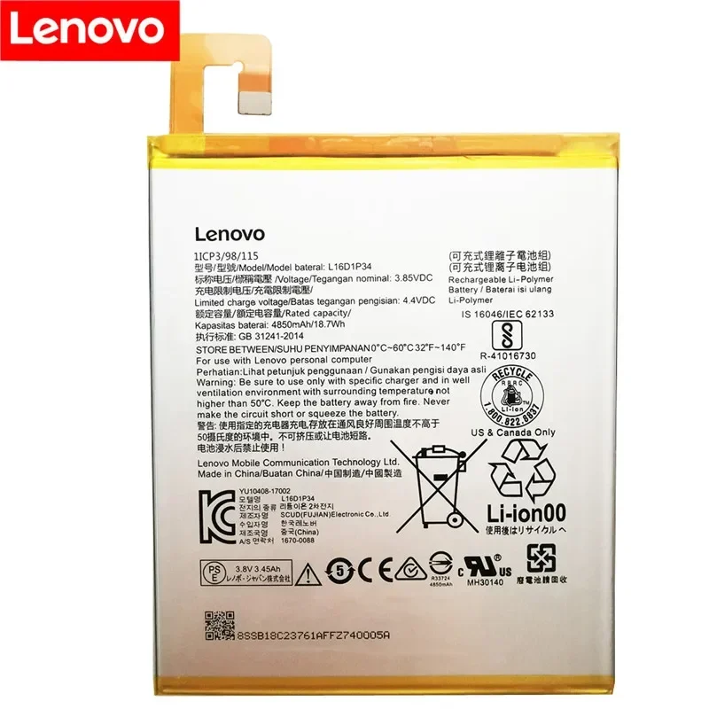 2024 Year Original Battery L16D1P34 For Lenovo TAB4 8 TB-8504N TB-8504X TB-8504F TAB4 8 plus TB-8704F 8704X 8704N Tablet Bateria