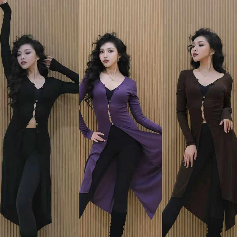 

Новые топы для современных танцев танго, длинные рукава для бальных танцев, длинный кардиган, женская одежда для соревнований по латинским танцам румба, SL13869