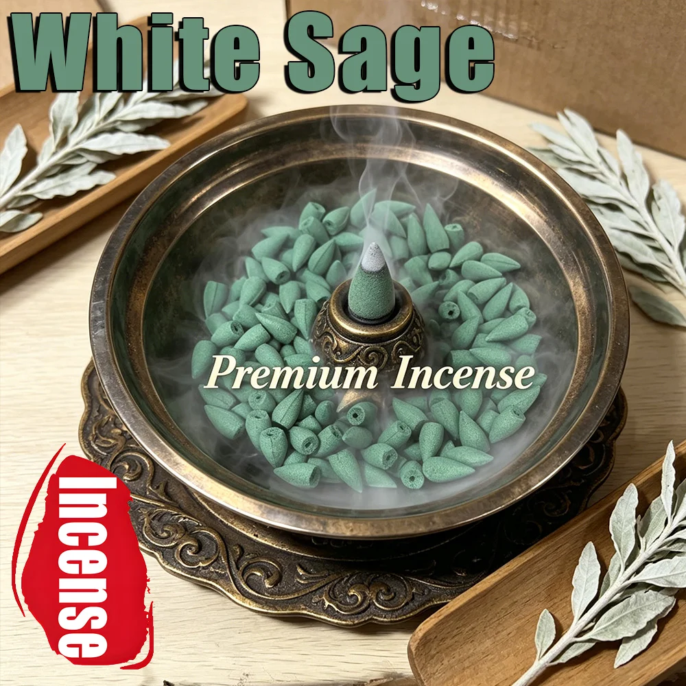 White Sage Scented Backflow Incense Cones, Natural Aromatic Fragrance, White Sage Incense Powder, Soaked in Essential Oils, with a Rich, Long-Lasting Scent, Perfect for Yoga, Meditation, Reading, Hosting Guests, and as a Room Decoration Gift. view 4