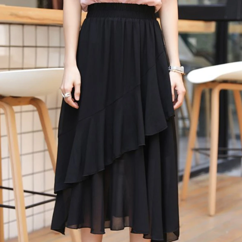 Female Skirts Summer 2024 Pleated Pleat Women's Skirt Midi Modest Offer Original Hot Clothing Trend Chic And Elegant A Line V