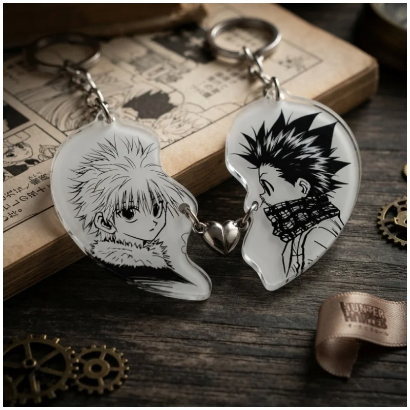 Killua Broken heart Matching Acrylic Keychain Black white Sketch Character Pendant Backpack Charm Collectible Gift For Hobby Fan