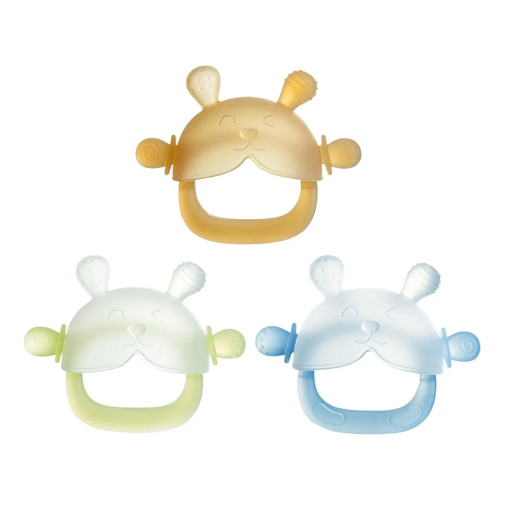 

3pcs Easy Grip Soft Silicone Bunny Teething Toy Food Grade BPA Free Teether Ring Cartoon Anti-Thumb Molar Stick Infant Teething