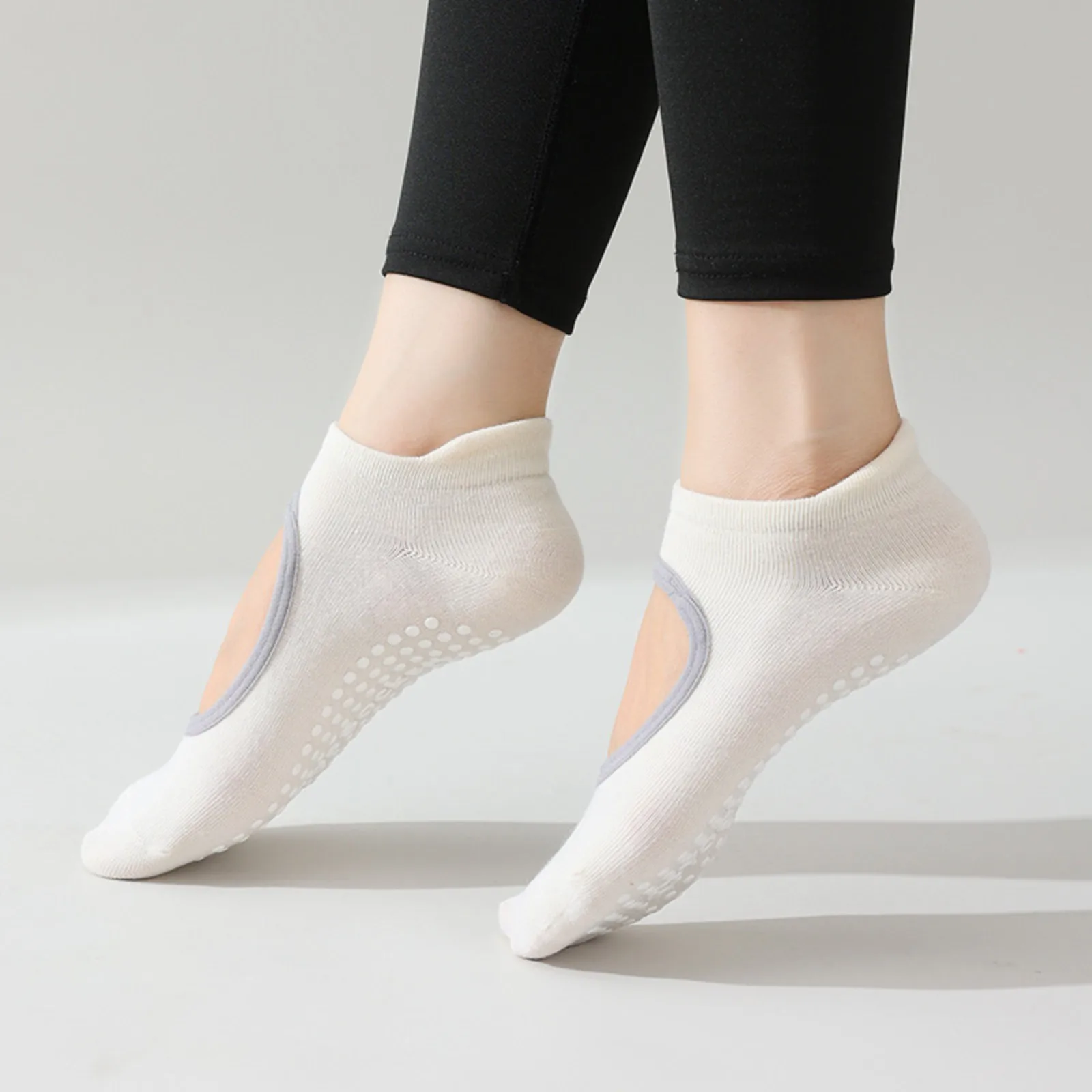 Calcetines de Yoga de vendaje para mujer, calcetines de algodón antideslizantes para baile de Ballet y Pilates, calcetines deportivos para mujer, zapatillas de entrenamiento para gimnasio, calcetín con agarre para correr