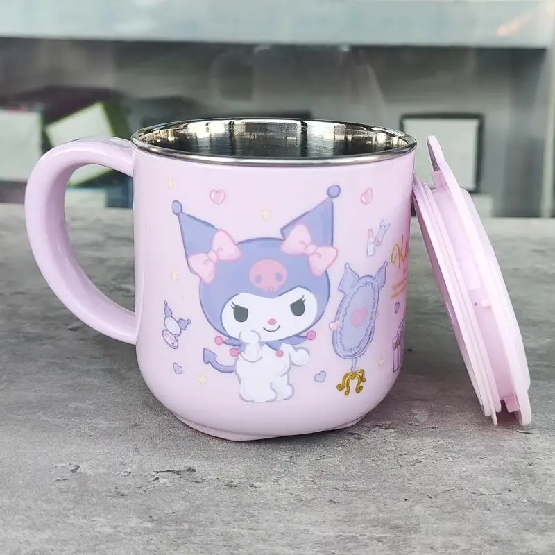 Sanrios Kuromi My Melody Hello Kitties ถ้วยน้ําสองชั้นปลอกที่ถอดออกได้ถ้วยน้ําดูดีของขวัญเทศกาล