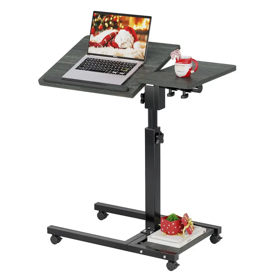 

Table with Wheels Adjustable Height, Mobile Standing Stand Up Rolling Laptop PC Desks with Tilting Top Height Tray Side Computer
