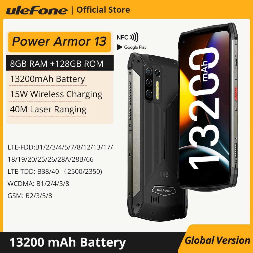 Ulefone-teléfono inteligente Power Armor 13, resistente, 13200mAh, Android, resistente al agua, 6,81 pulgadas, FHD, versión Global