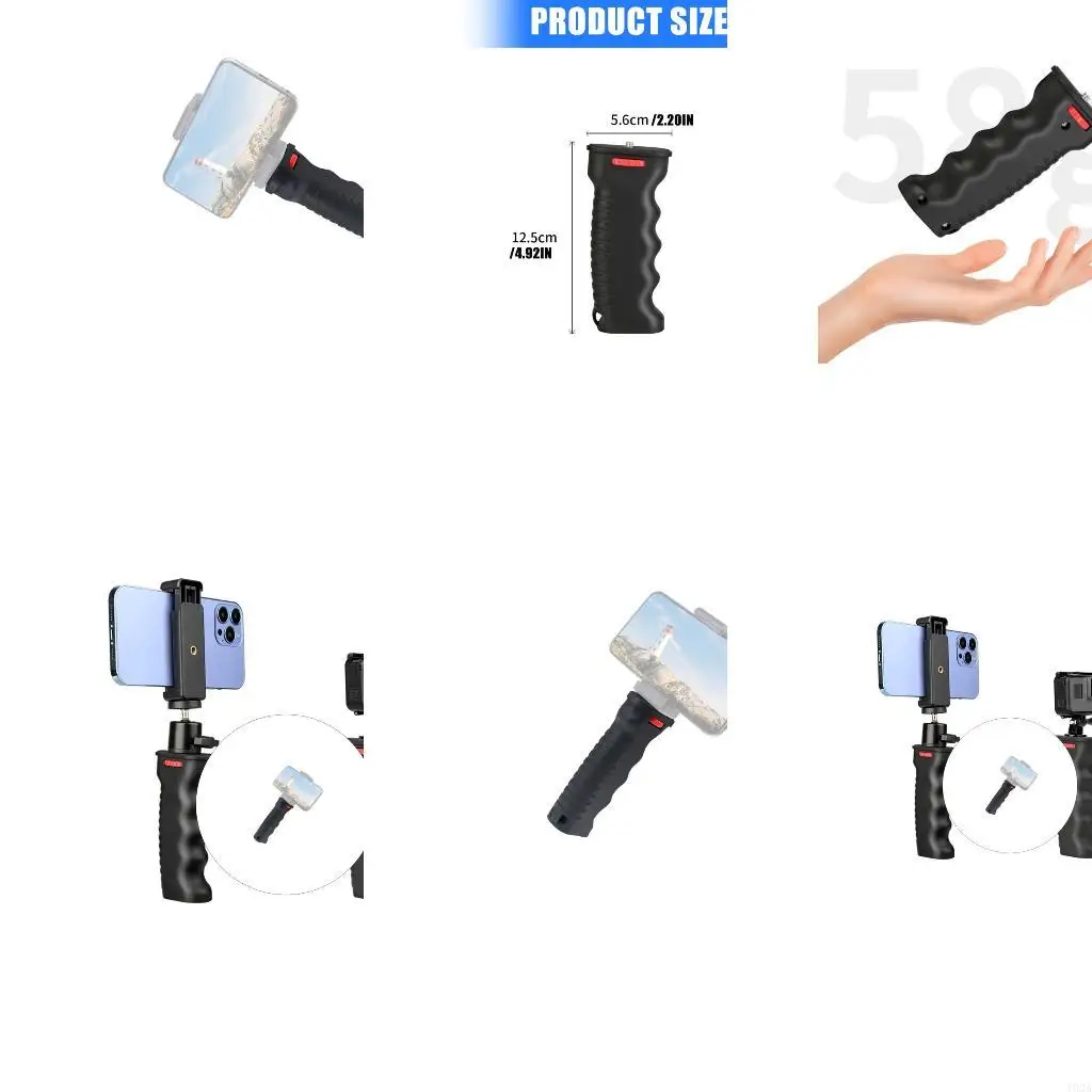 193A Ergonomic Camera Phone Handheld Grip 1/4 Screw Quick Lock Shockproof Support Design For Vlog Photography Filmmaking