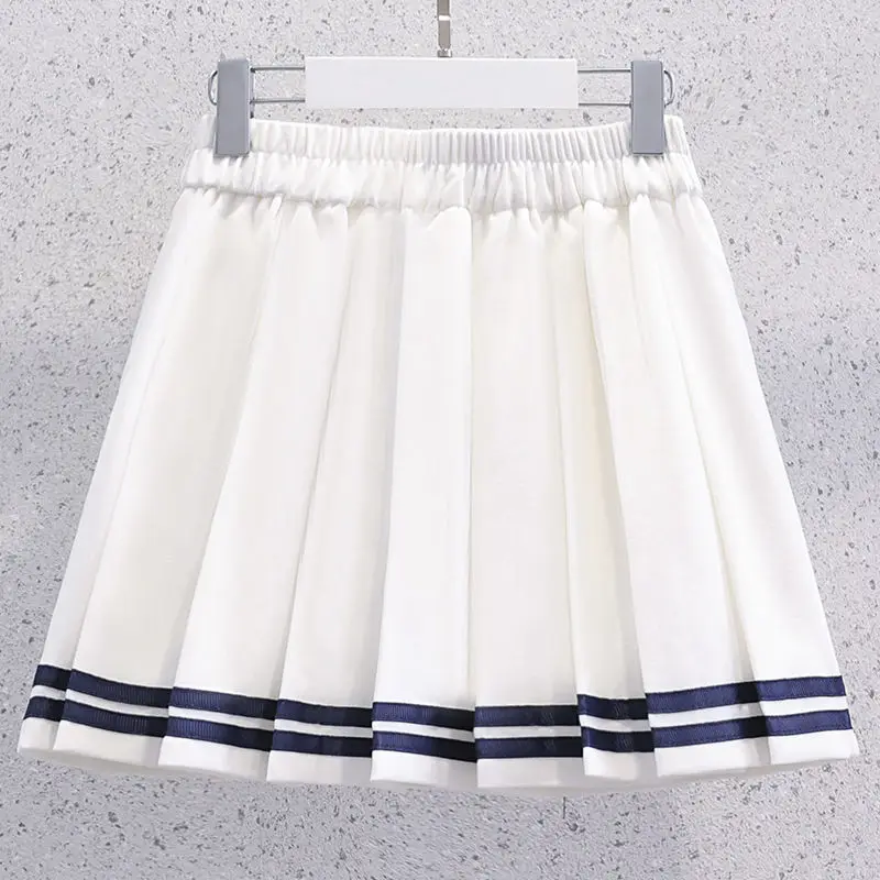 Girls Summer Casual Striped Sailor Collar Short Sleeve Suits 4 6 8 10 12 14 Years Girls JK Style Fashion Tops+Skirts 2pcs Sets