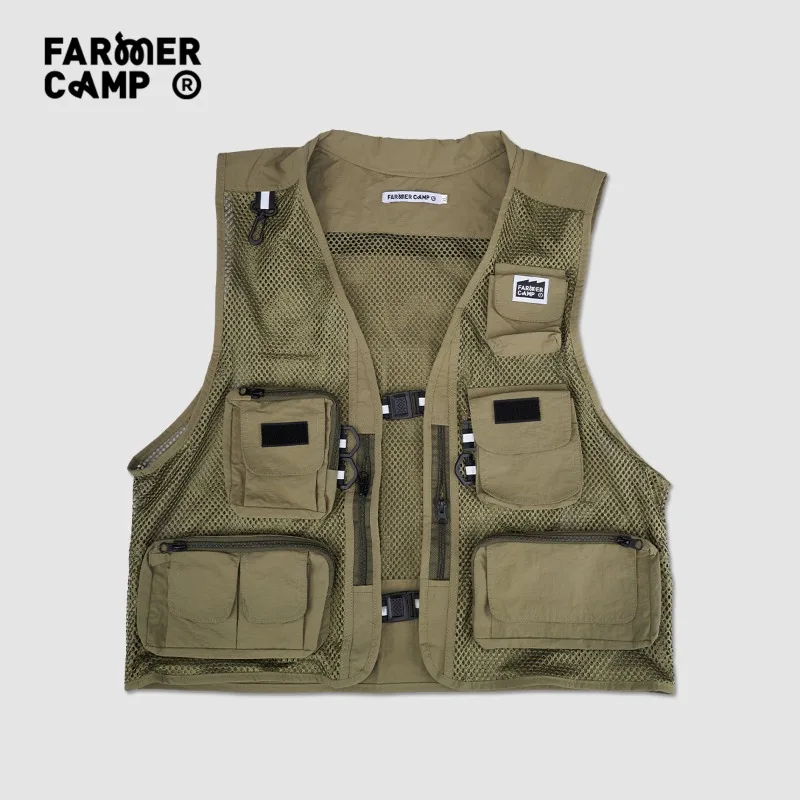 Farmer Camp Chaleco de pesca multifuncional con bolsillo