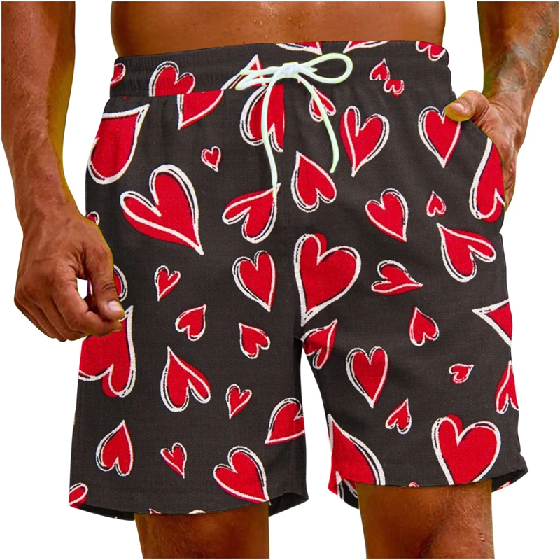 Street Hip Hop Love Print Harajuku Men Women Beach Shorts Sportswear Oversized Gym Quick Dry Trunks Ice Shorts Hawaii Swimsuit