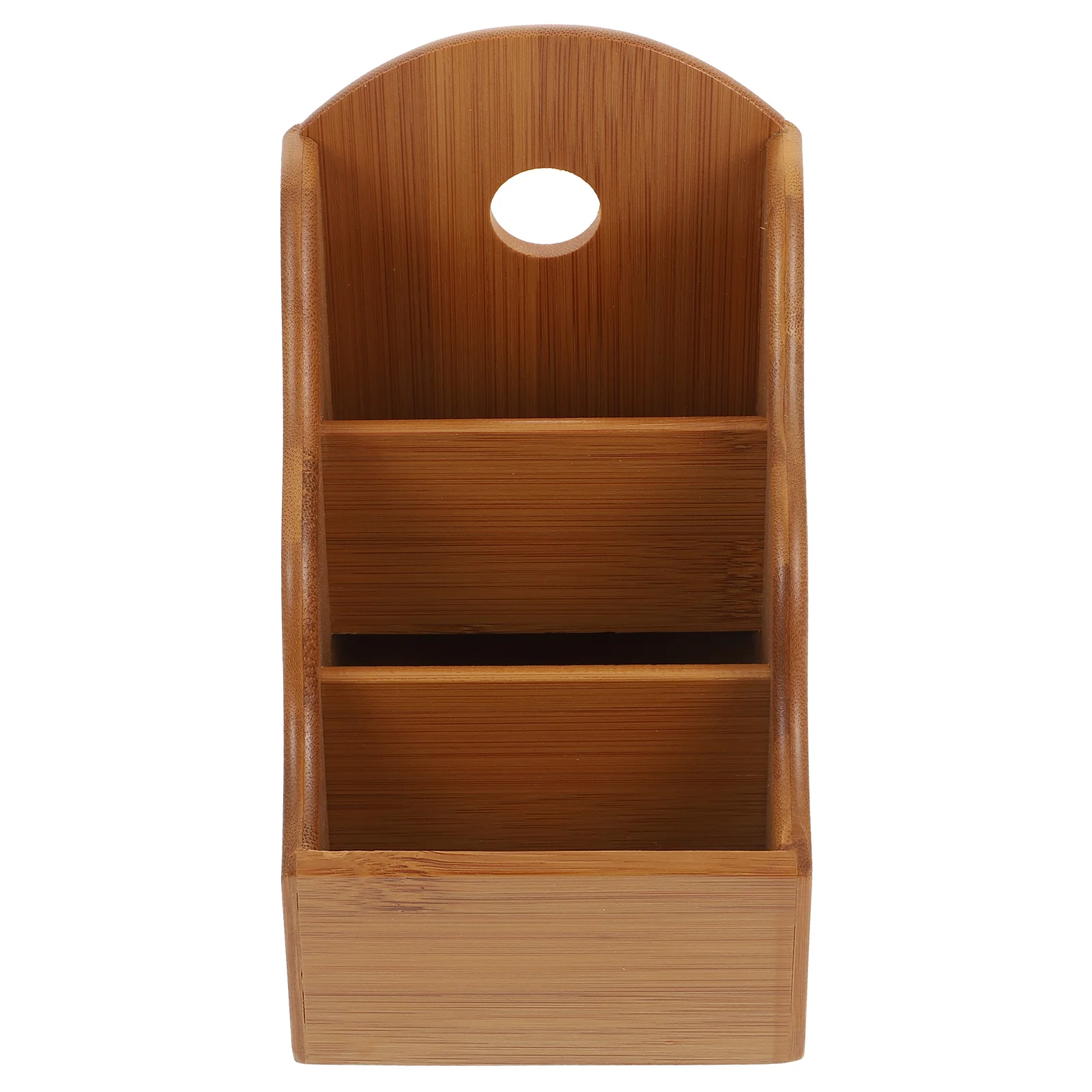 Organizador de escritorio de bambú, caja de almacenamiento de Color madera con múltiples compartimentos, soporte para controlador, caja de almacenamiento para teléfono, uso en mesa de oficina, 1 Uds.