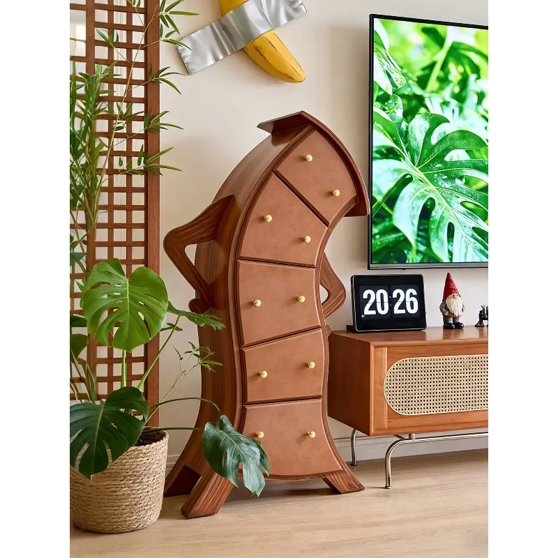 Creative waist chest Nordic bedroom storage robot tilted head decorative cabinet American special-shaped cabinet