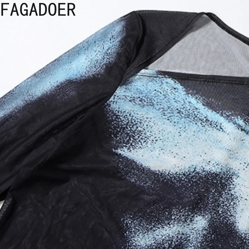 بدلة قفز مثيرة شبكية شفافة من FAGADOER بدلة قفز نسائية مكشوفة الأكتاف وأكمام طويلة ملابس نوادي نسائية جديدة 2025 #6