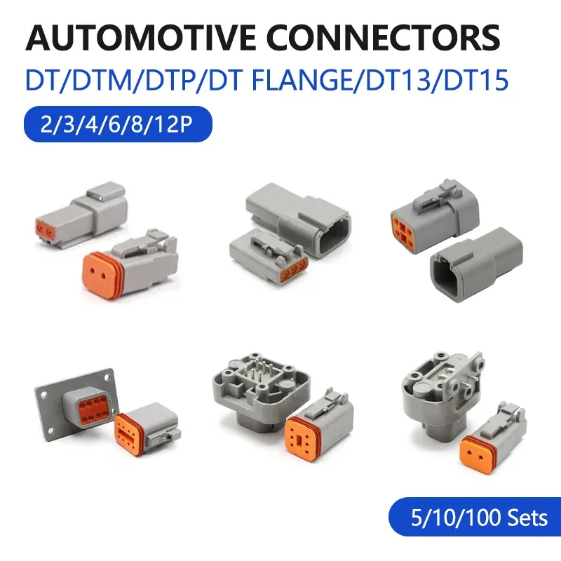 

5/10/100 Sets DEUTSCH Connector DT/DTM/DTP/DT15/DT13 deutch connector male DT06-2S waterproof connector DT04-2P female plug