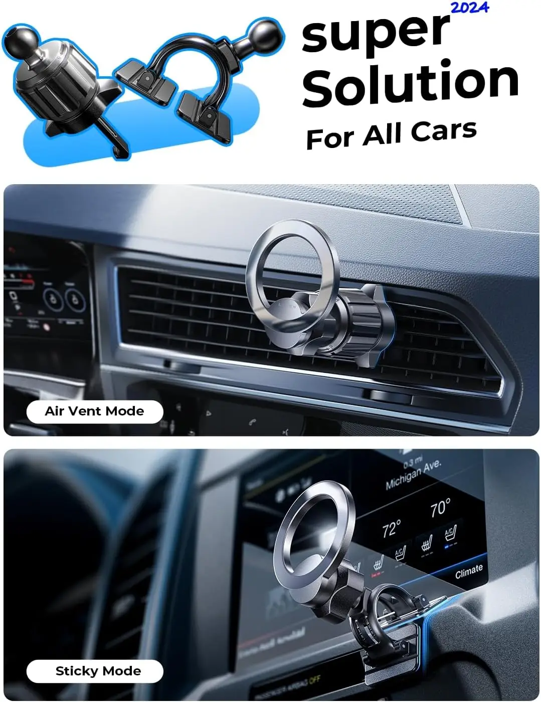 LISEN for MagSafe Car Mount for IPhone 16 15 360°Rotation Magnetic Phone Holder for Car Hands Free Cell Phone Magnetic Car Mount