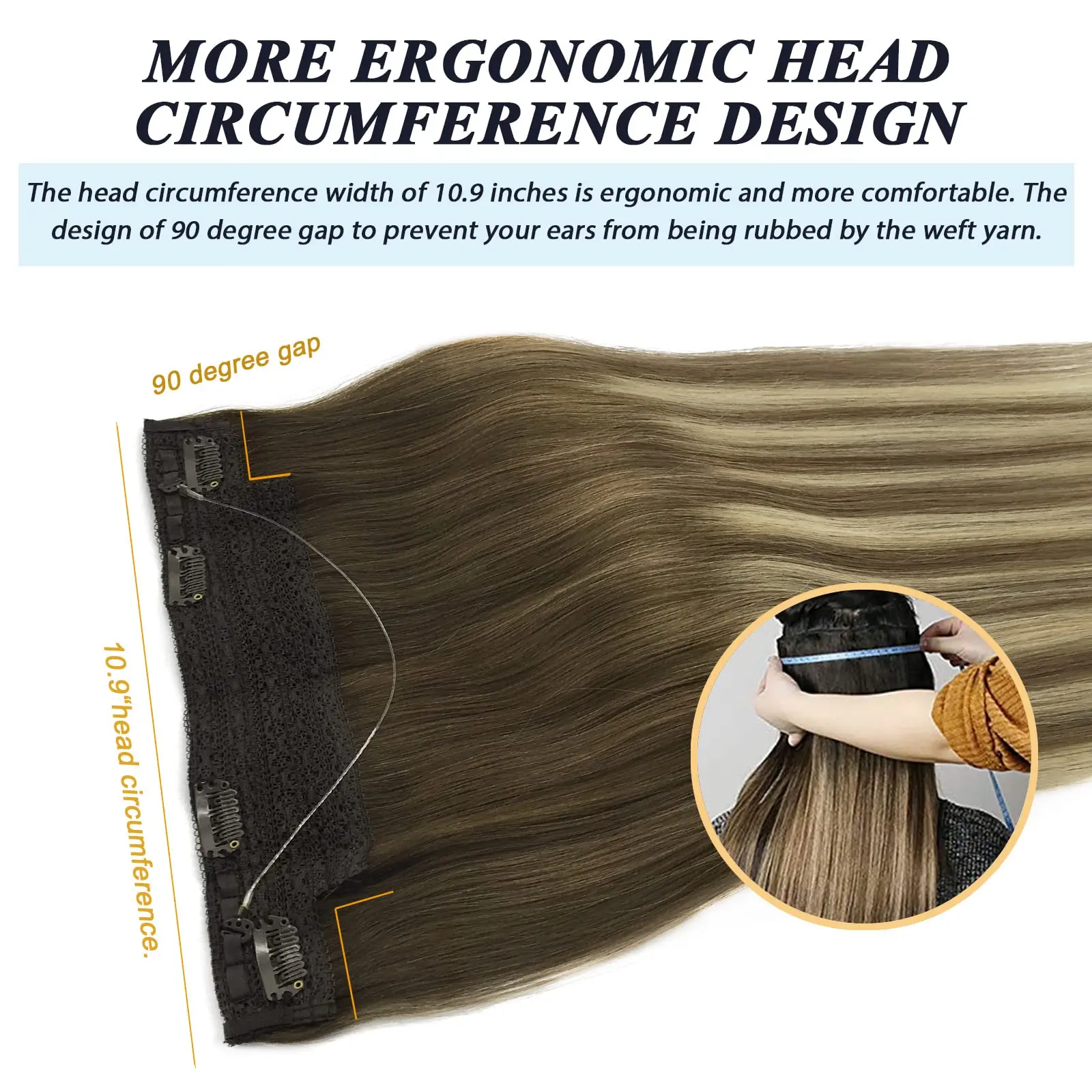 Estensione dei capelli linea di pesce Filo Ombre Estensione dei capelli umani Capelli Remy naturali Balayage Parrucchino dritto Biondo per le donne