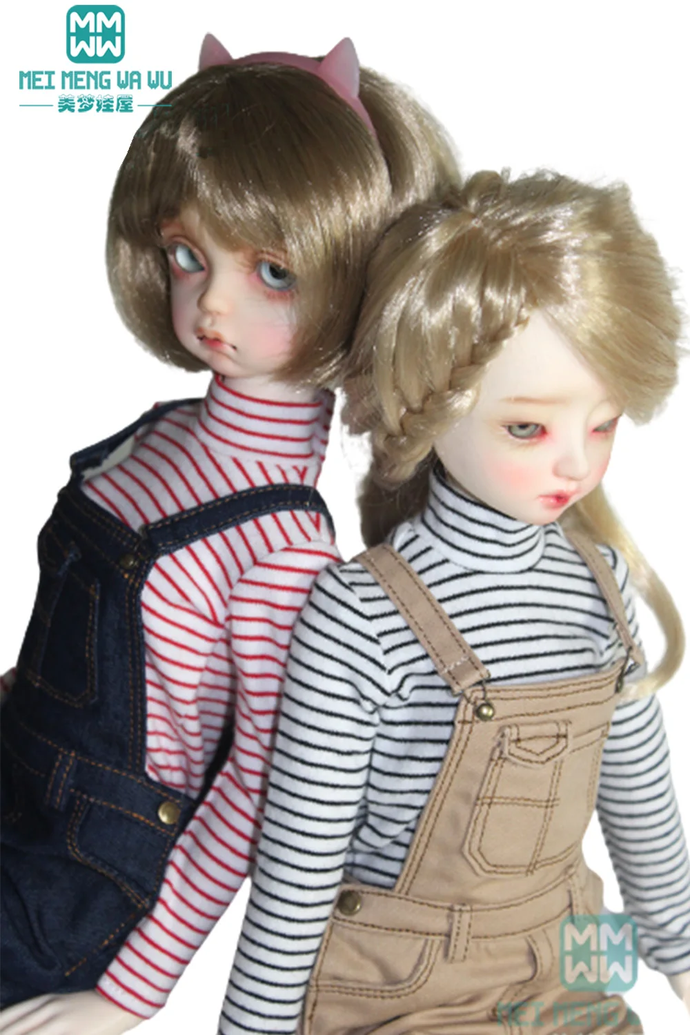 BJD Dolls Accessories Clothes Fits 43-45cm 1/4 MSD MK YOSD Fashionable PU Leather Clothes Denim Overalls Vests