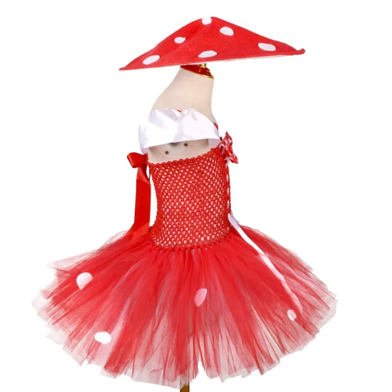تمويه لطيف الفطر قزم تأثيري فتاة توتو تنورة حفلة مرحلة الأداء زي الطفل لعب الأدوار فستان بتصميم حالم حتى ملابس الحفلات
