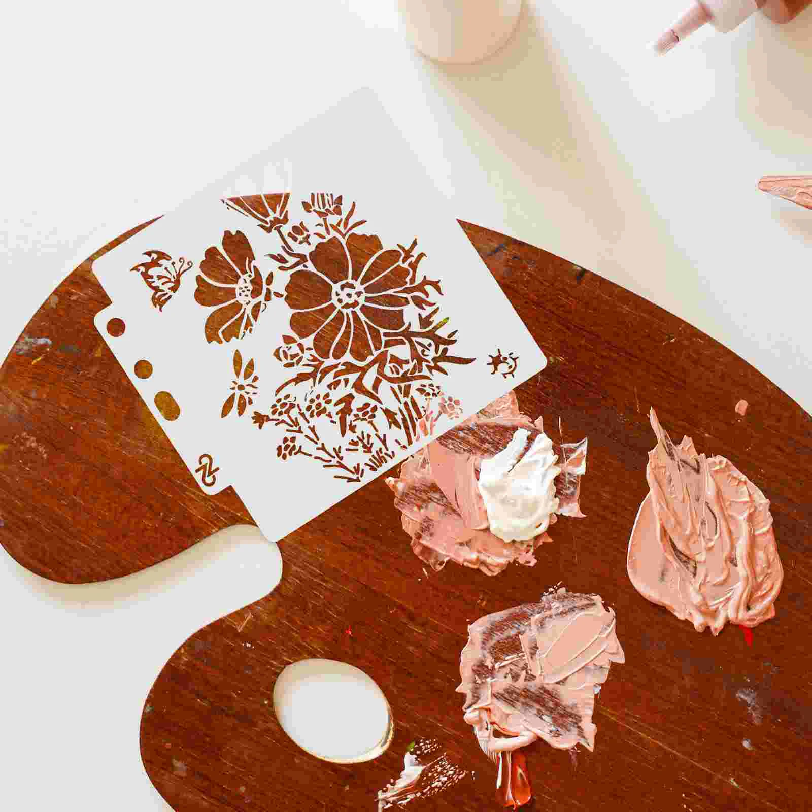 4 Pcs Hollow Out Template Hollow-out Painting Stencil Stencils for Canvas Drawing on Wood Flower Wall