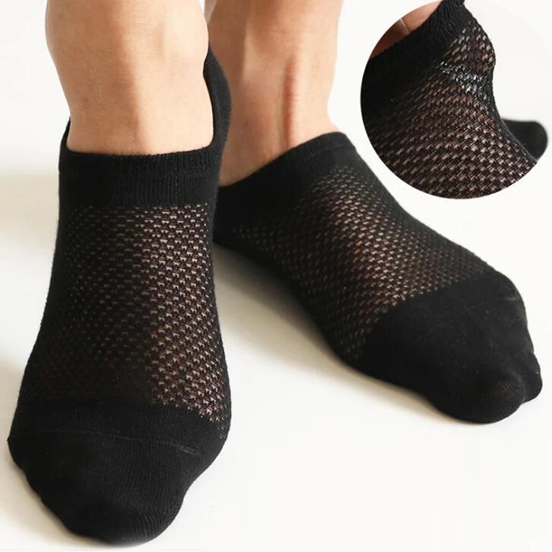 1 Pair Men\'s Fashion Happy Summer Autumn Non-slip Invisible Cotton Socks Male Ankle Sock Slippers Breathable Socks