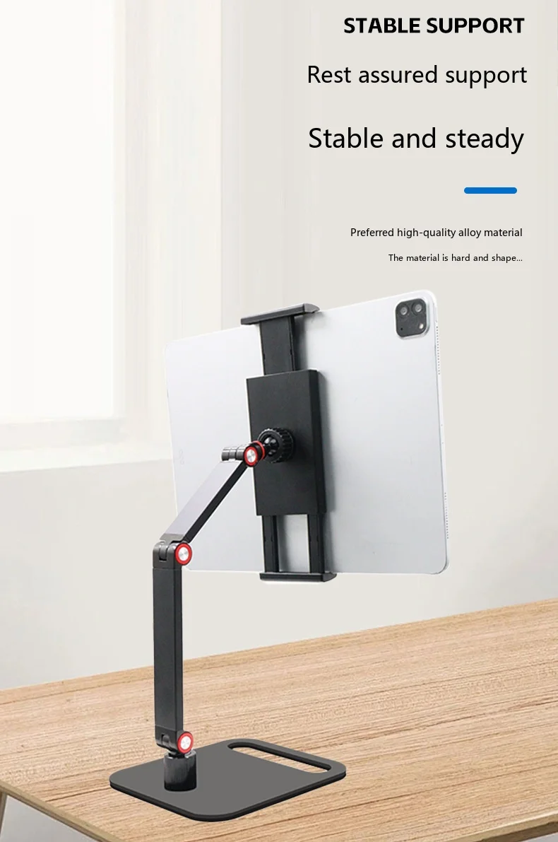 Verstellbarer Tablet-Ständer für den Schreibtisch, 30+ Stile, Magnetischer Clip-Arm für iPad, Handy, Laptop, Monitor, Faltbar – Detail 2