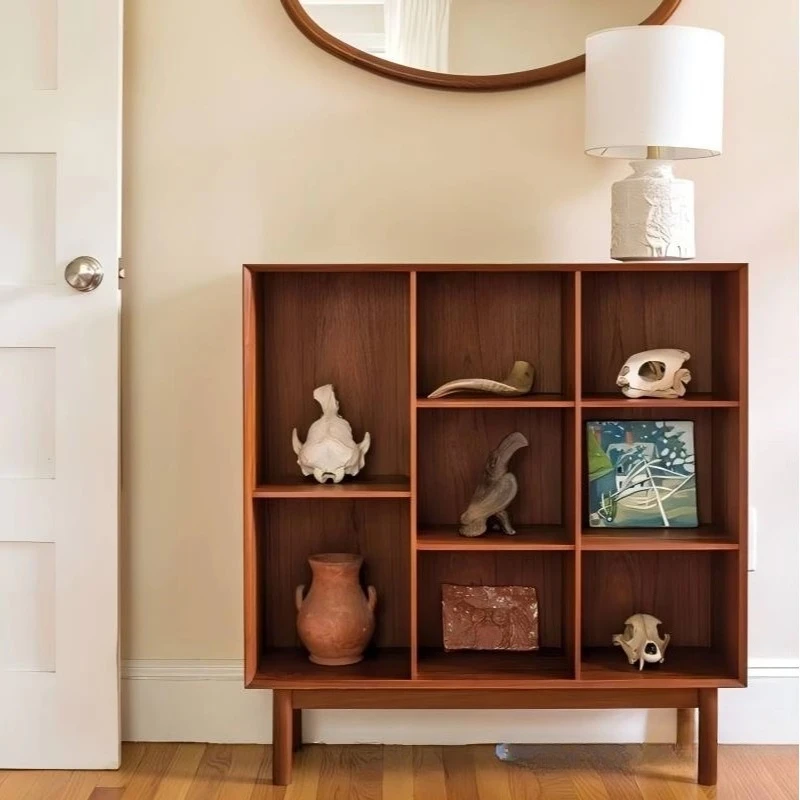 

Floor-to-ceiling integrated wall retro bedroom dining side cabinet household display cabinet solid wood bookcase