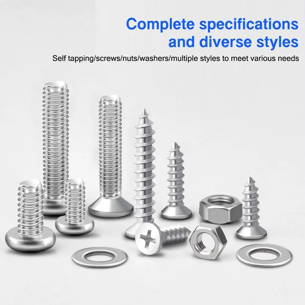 M2 M2.5 M3 M4 M5 M6 Cross Head Screw Hand Tools Repair Tools Parts Household Screw Set Stainless Steel Screw and Nut Set