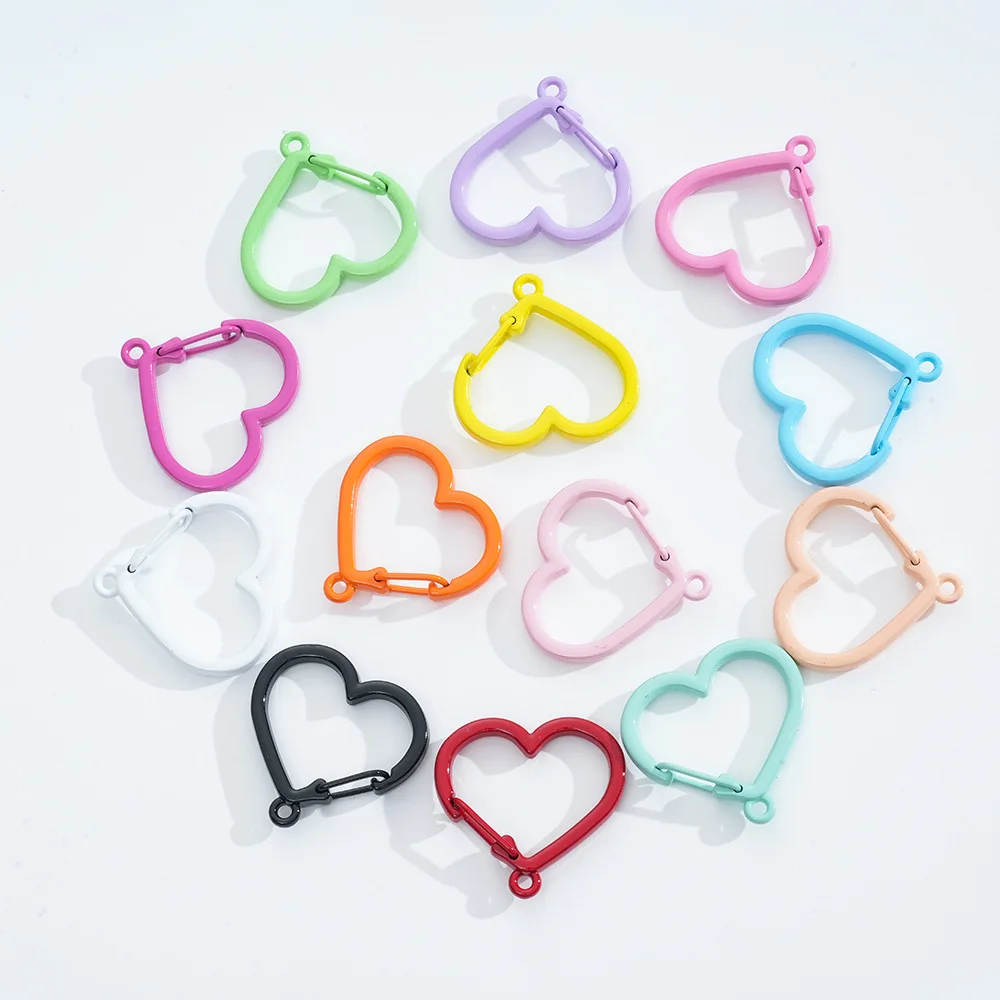 5 قطعة المعادن الملونة الحديد المفاتيح Keyrings الدورية مشبك القلب جراد البحر المشابك السنانير لصنع المجوهرات سلسلة مفاتيح اكسسوارات