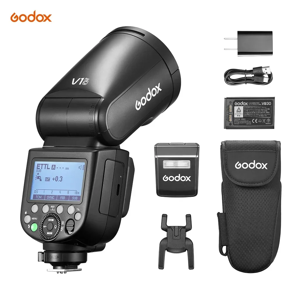 Godox V1 Pro For Canon Nikon Sony Fuji Olympus TTL HSS 1/8000s  Li-ion Round Head Camera Flash Light 2.4 G Wireless Transmission