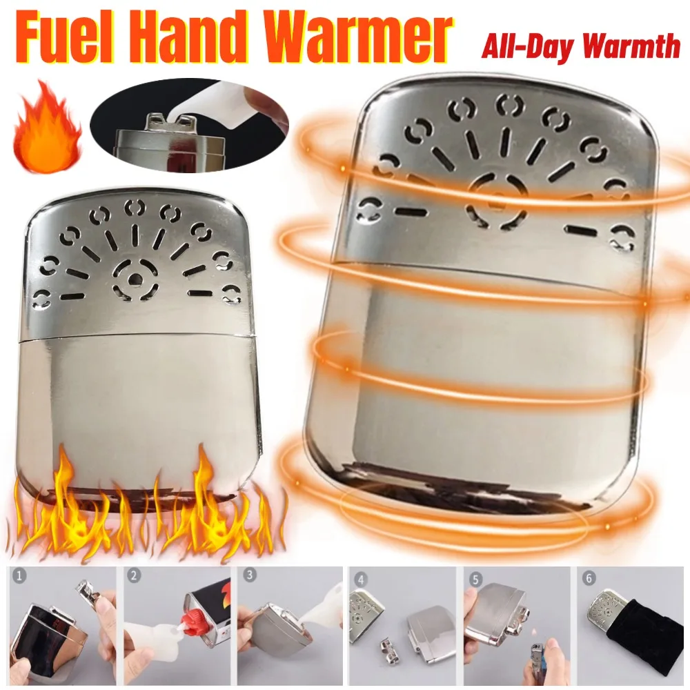 

Zinc Alloy Portable Fuel Hand Warmer Reusable Small Handy Warmer Heater Winter Heater for Outdoor Sports Camping Hiking