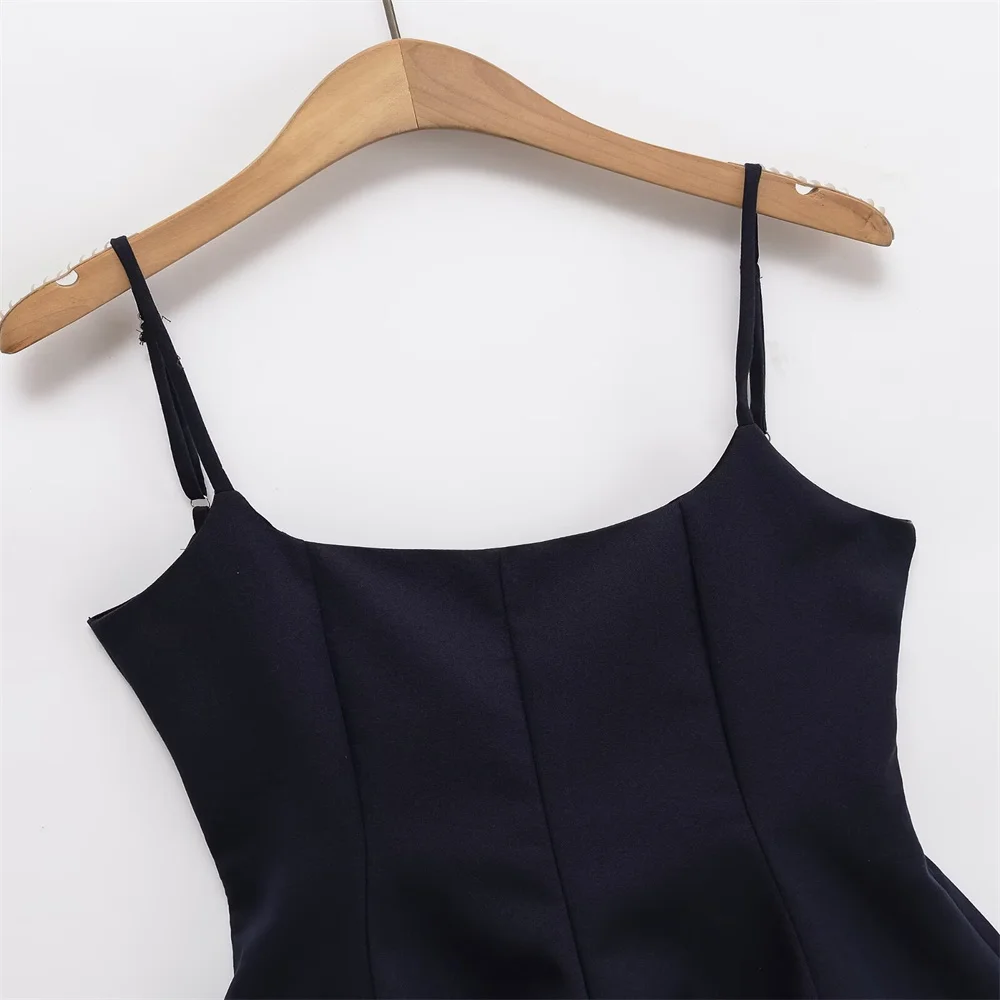 Abito estivo a canotta larga snellente a trapezio con vita di nicchia singola europea e americana