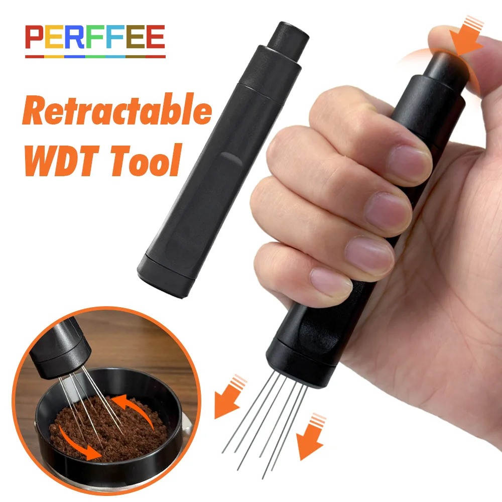

Retractable WDT Tool Espresso Flick WDT Tool Espresso Stirring Needle Coffee Stirrer 6 Needles Telescoping Distribution Tool